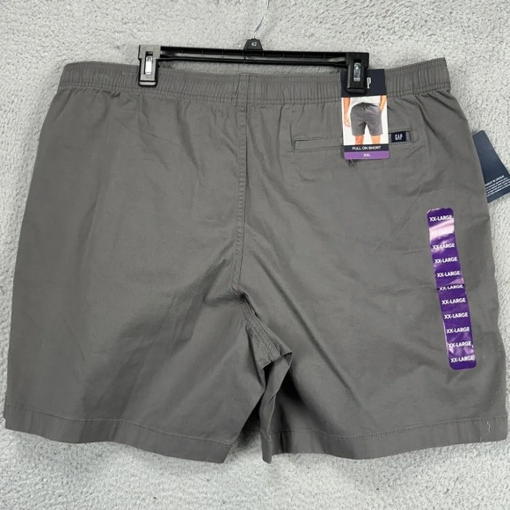 Gap Men Pull On Shorts 2XL Grey Casual Drawstring Stretch Flat Front Pockets NEW